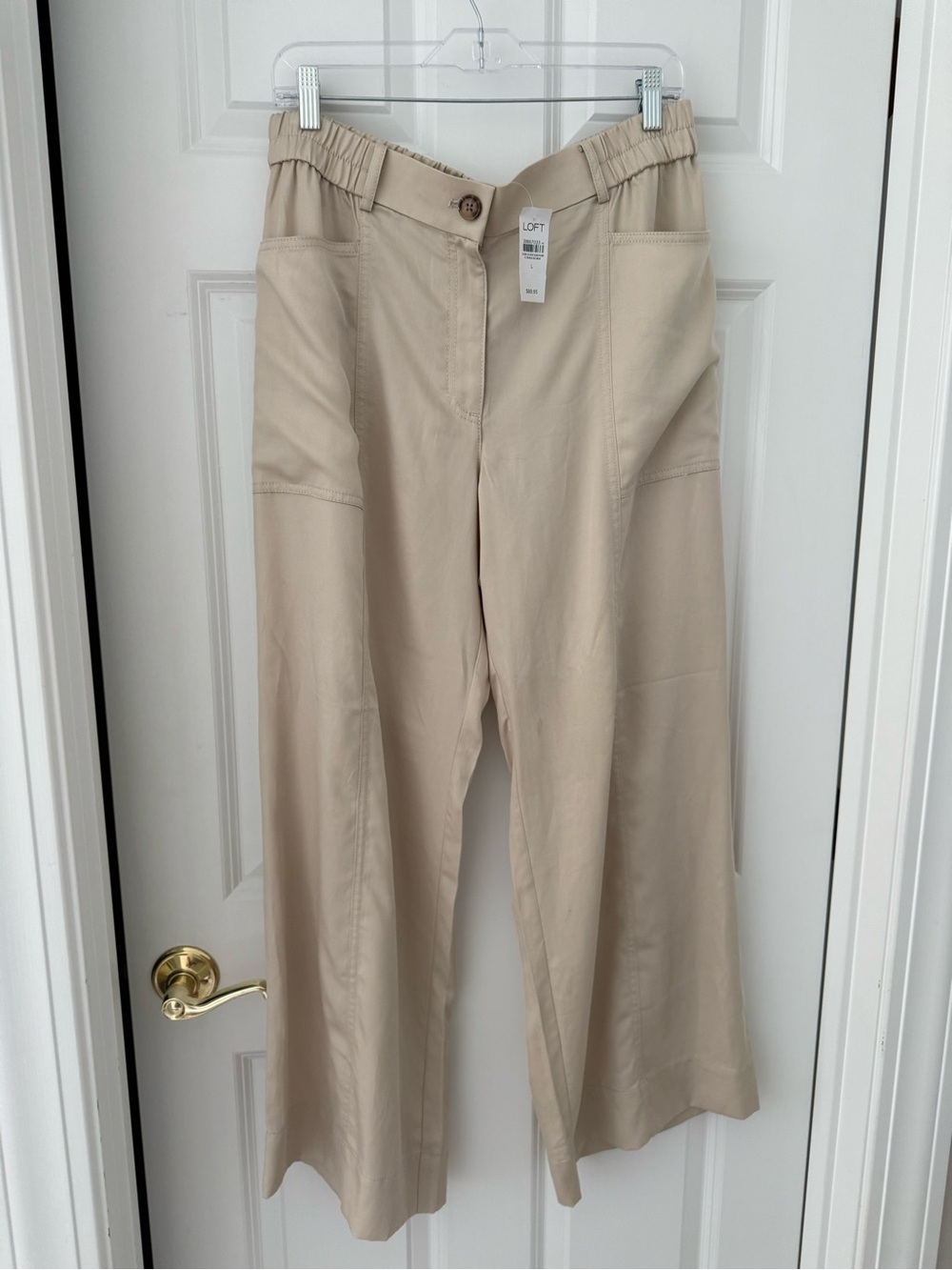 LOFT Wide-Leg Utility Pants in Light Beige